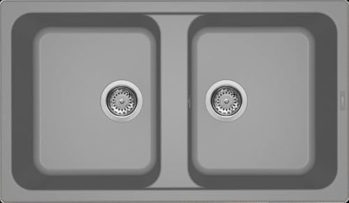 ELLECI LG245048 - Lavello da Cucina 2 Vasche, 86x50 cm, Cemento 48