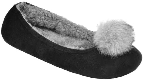 A2Z Ladies Ballet Slippers with Comfy Memory Foam - SLPR LDS AZ32297 Black/Grey 3/4 UK