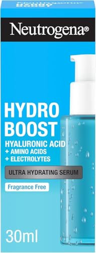 Neutrogena Hydro Boost Siero Ultra Idratante, Siero viso Acido Ialuronico leggero e ad assorbimento rapido, Face serum per una pelle luminosa e una barriera cutanea più forte, 1 x 30 ml