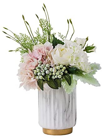 NOALED Künstliche Blume mit Topf, Orchidee, künstliche Blume im Topf, Hortensie, Rosenblume, kleine Beeren, künstliche Blumen, Geburtstag, Zuhause, Hochzeit, Dekoration, Orchidee