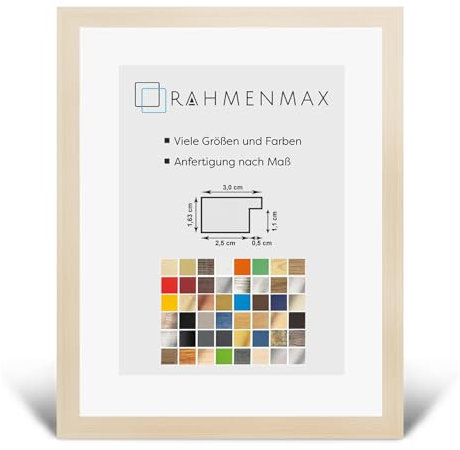 RahmenMax Morena Bilderrahmen Posterrahmen 30x90 cm Ahorn Dekor wie Birke Dekor 90x30 cm mit weisser Rückwand und klarem Acrylglas