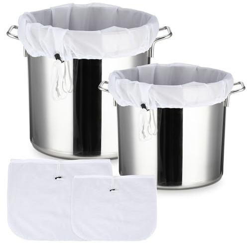 2 Pack Large Reusable Fine Mesh Strainer Bag Drawstring Straining Bag for Straining Straining Bag for Homebrewing Reusable Filter Bags for Straining Home Brew Bag Wine Jam Fruits, 22×26 & 16x18