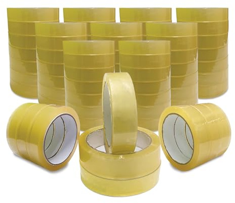 JeeJaan® 72 Rolls Strong Clear Packing Tape 24mm x 66m Heavy Duty Clear Adhesive Packaging Tape for Packing Parcels, Boxes, Postage, Moving House | Adhesive Parcel & Moving Out Essentials