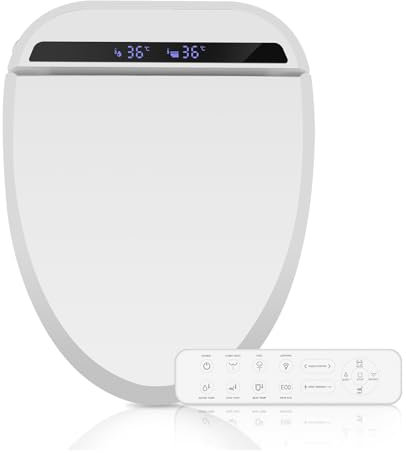 CCV Elongated Bidet Toilet Seat, Smart Heated Toilet Seat, Electric Bidet with Warm Water & Dryer, Feminine Wash, Self-Clean Stainless Steel Nozzle, Adjustable Water Pressure, Night Light