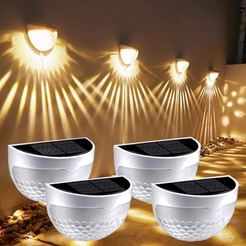KINGGOO Solar Fence Lights, Outdoor Garden Decorative LED Wall Lights - Waterproof, Solar Powered for Wall, Garden, Patio, Fence, Yard, Garage, Stairway, Gate (4 Pack)