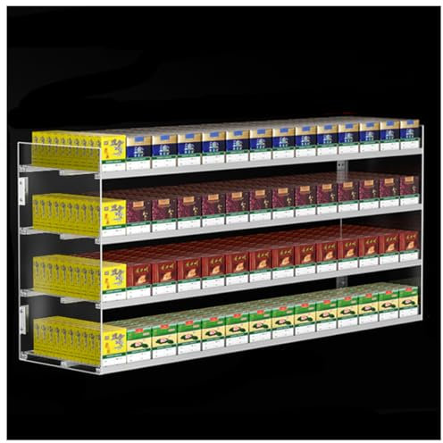 ZBJDX Zigarettenständer Aus Verstärktem Acryl, Kommerzieller Automatischer Verkaufsvitrine, Automatischer Zigarettenschieber, Zigaretten Organizer, Für Marktläden,4 Layers,14 Columns