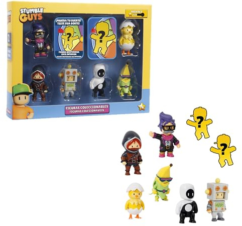 Bizak Stumble Guys Pack 8 Personaggi d'azione Set Banana + Hatchiling, Personaggi da collezionare, Licenza ufficiale del videogioco di demolimento, Adulti Fan e ragazzi e ragazze +8 anni (64112072-4)