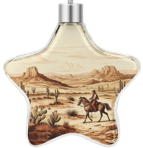 Decorazione natalizia a forma di stella di Natale, cactus del deserto occidentale con cowboy che cavalcano cavalli, stella di Natale, decorazione per albero di Natale, decorazioni natalizie