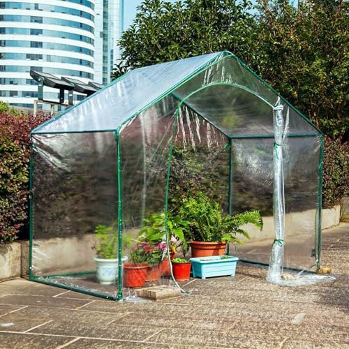 XLJKNLP Begehbares Gewächshaus mit Stahlrahmen, Garten Regenfester, Frostsicherer Pflanzenwintergarten, Rollfenster und -türen, Faltbarer Stahlrahmen, Für Gartenterrasse Innenveranda