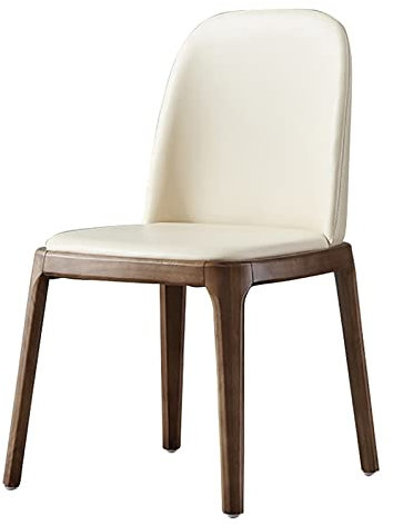 Moderne Holzstühle mit PU-Leder-Kissen, Rückenlehne, Akzent-Seitenstuhl für Wohnzimmer und Schlafzimmer, Weiß