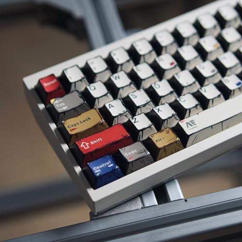mintcaps PBT Keycaps - Retro Japanese Manga Theme Keycaps Set,141 Keys Cherry Profile Dye-Sub Custom Keycap for 60%, 65%,75%,100% Cherry MX Mechanical Keyboard