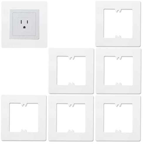6 Pcs Light Switch Surround, Socket Surround Cover, Wall Protector, Electrical Plug Socket Wall Cover Decorate, for Covering Any Gaps Between Switches Sockets and Walls (White)