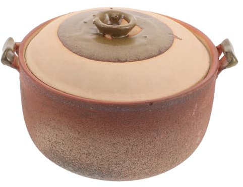ELAYARD Cacerola De Terracota Para Cocción Con Tapa Para Sopas y Guisos Olla De Diseño Elegante Con Asa Apta Para Cocina Casa y Reuniones Familiares Mejora La Presentación Alimentos