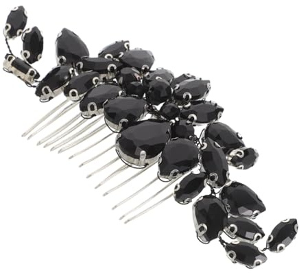 Ipetboom Peineta de Cristal para Novia Peineta Negra para Boda Accesorios de Cabello de Cristal para Mujer Tocado Elegante para Ceremonia de Boda Adorno de Cabello