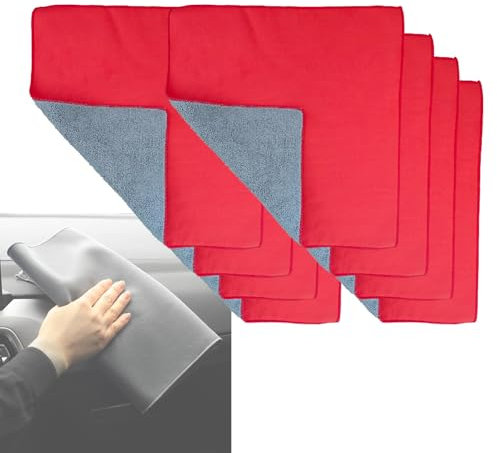 Toalla de microfibra for coche 2 en 1 de terciopelo coral de gamuza, 8 unidades, diseño supersuave y resistente a arañazos for el cuidado exterior e interior del vehículo, lavable a máquina.(Red,11.81