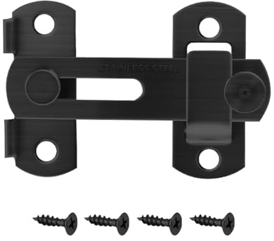 Croerw 3 in Flip Sliding Barn Door Lock, Heavy Duty Gate Latch for Privacy – Matte Black – for Sliding Doors, Cabinets, Fences – 1 Pack