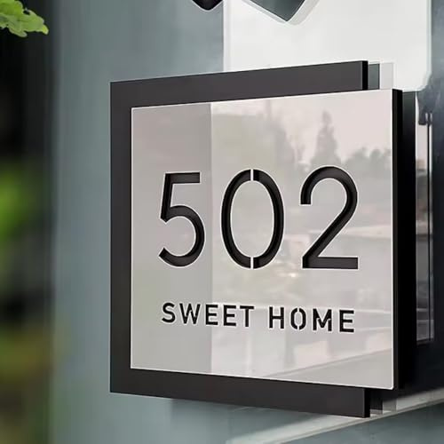 Placa Personalizada Moderna De Doble Capa Con El Número De La Casa, Placas Con Nombre Personalizadas, Placa Acrílica 3D Hueca Para La Puerta De La Casa, Placa Con El Número De La Oficina(25x25cm)