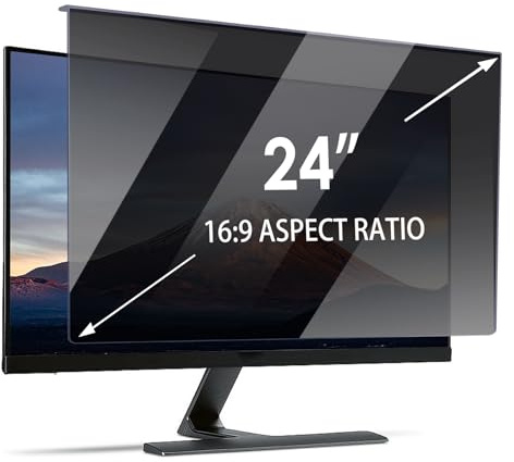 Olycism 24 Inch Privacy Screen for Monitor, Anti-Glare & Anti-Blue Light Computer Screen Protector Filter, Easy Installation Removable Monitor Privacy Filter for 16:9 Widescreen Displays