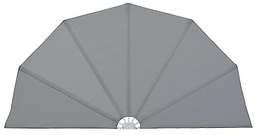 Faltbarer Terrassen-Seitenfächer, Balkonfächer Halbkreisförmig für Garten oder Bürofenster, Wandhalterung, UV-Schutz, Grau 160 x 80 cm Polyester Stahl