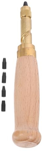 Juego de Perforadoras de Cuero 6 Piezas Mango y Puntas | Modelos 1, 5 a 4mm, Madera y Metal, para Manualidades de Papel y Costura
