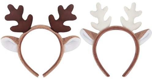 ZXTGBQ 2 Stück Haarreif Rentier Halloween Stirnband Unisex, Weihnachten Geweih Haarreif, Weihnachts-Stirnbänder, Tiara mit Ohren und Geweih, Weihnachts Kopfschmuck für Karneval Weihnachtskostüm Party