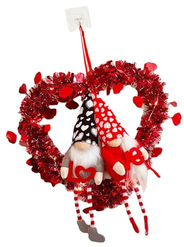 Corona de tela Oxford en forma de corazón para uso en interiores y exteriores, colgador de puerta delantera, día de San Valentín, adorno para colgar en la pared, corona del día de San Valentín