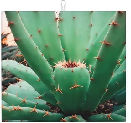 WHJSHOP Agave Cactus Printed Kitchen Countertop Absorbent Pad: Anti-Slip, Reversible Dish Drying Mat Gift for New Homes, Renovations, Christmas, Mother's Day, Birthdays
