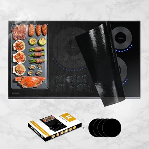 KitchenRaku Silicone Induction Hob Protector Mat Translucent Black, 90x54cm | Protects Cooktop from Scratches & Stains, Heat Resistant to 450℉, Reusable & Non-Slip, Dishwasher Safe, for Magnetic Cooktops