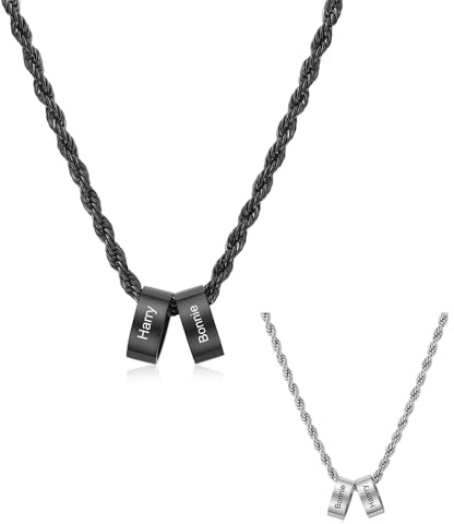 Grovjewfit Personalisierte Herren Halskette Mit Name Edelstahl Anhänger Geschenke Für Männer Freund Mann Papa Weihnachten Geburtstag Vatertagsgeschenke