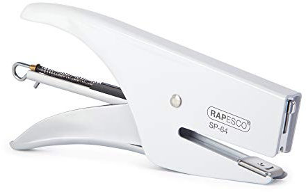 Rapesco 1381 Grapadora de Tenaza SP-64 y 1000 Grapas Tipo 21/4 mm, Capacidad para 12 Hojas, Blanco