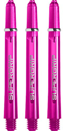 Harrows Supergrip-Schäfte– mit gefrästen Ringen, 5 Sets (15 Stück), dunkelrosa, m