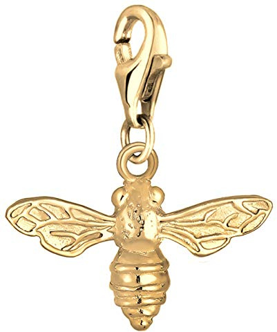 Nenalina Pendentif mousqueton en forme d'abeille dorée pour bracelet à breloques en argent sterling 925 0403261319, Verre, Cristal