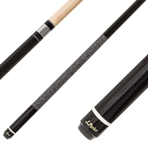 Parker Billardqueue JPS-Serie einfarbiger 2-TLG.Profi-Cue, hochwertiges Ahornholz und Leinenwicklung Griffbereich, 13 mm Ledertip, schwarz, dunkelrot und weiß