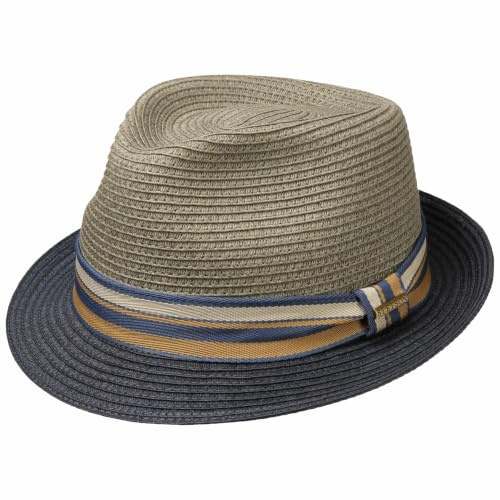 Stetson Licano Toyo Trilby Strohhut UV Schutz 40+ Damen Herren Frühling Sommer dunkelblau XXL (62-63 cm)