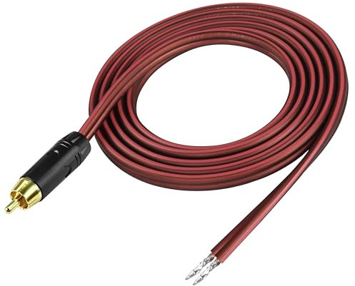 RCA Speaker Cable Bare Wire Speaker Wire to RCA Plug, Replace RCA Plug Connector Adapter to Bare Wire Open Audio Video RCA Cable Repair Speaker Cord (RCA Male)