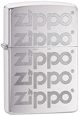 Zippo Briquet Tempête - Design Logo - Gravure Auto sur Finition Chrome Brossé - Rechargeable - Réutilisable - Design Coupe-Vent - Coffret Cadeau - Fabriqué aux États-Unis