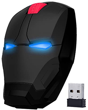 Aikchi Souris sans Fil Iron Man pour Ordinateur Portable, Souris Optique silencieuse, Souris d’Ordinateur Fantaisie (Noir)