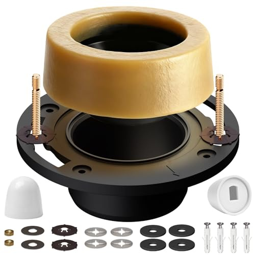 boeemi Toilet Flanges and Wax Rings for Toilets with Extended Flanges and Extra Thick Wax Rings for Floor Exit Toilets New Installation or Reinstallation 4 Waste Line for Plumbing Below Floor | 1.6'' Thick Seal Ring, Seals Floor Exit Toilets, For Below-floor Plumbing, DIY Bathroom Repairs