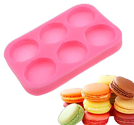 RELAND SUN Moule 3D en silicone pour macarons et hamburgers - Parfait pour la décoration de bougies, muffins, gâteaux et cupcakes (6 trous)