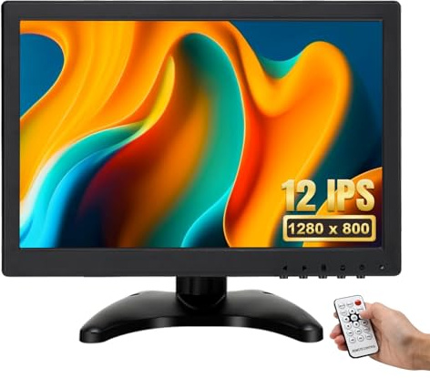 OSCY Small Monitor 12 Inch，1280 * 800 Resolution Portable Mini Monitor Support HDMI/VGA/USB/BNC/AV Inputs with Remote Control and Built in Speak for CCTV Camera, Car,Computer, Raspberry Pi