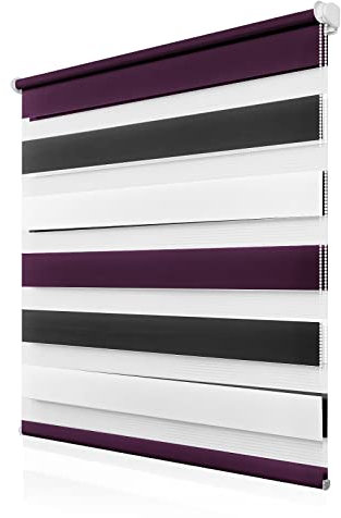 Doppelrollo Klemmfix ohne Bohren 80x110cm(BxH), Rollos für Fenster ohne Bohren Weiß-Anthrazit-Lila, Duo Rollo Klemmrollo, Lichtdurchlässig & Sichtschutz,Fenster Rollos für Innen