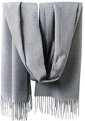 Stfery Kaschmirschal Damen Grau, Kuschelschal Damen XXL Scarf Einfarbige Quaste Halstuch 200x70CM Winter Weich Warm