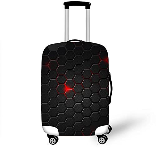 BANLUX Elastisch Kofferhülle Kofferschutzhülle - Beständige Trolley-Schutzhülle Mit Geometrischem Schwarzem Druck Für 19 Bis 32 Zoll Gepäckhülle Waschbarer Reisekoffer-Schutz Für Geschäftsre