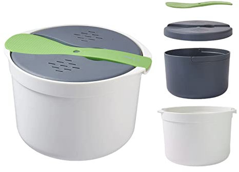 KLOP256 Cuocere per riso a microonde, 2 l, per forno a microonde, riso, PP di qualità alimentare, Microwave Rice Cooker, setaccio e pentola a vapore (verde)