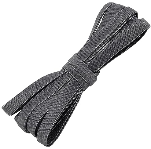 AERZETIX - C67527 - Cinta elástica plana trenzada 5 metros - anchura 10mm - en poliéster + látex - color gris