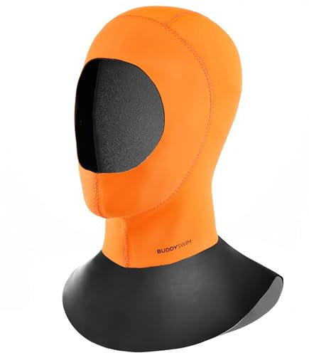 Buddyswim Neoprenhaube, Freiwasser-Schwimmkappe Hood Trilaminate Warmth 2.5mm S (Orange, L, Neoprenhaube 2,5 mm Open Water Schwimmen)