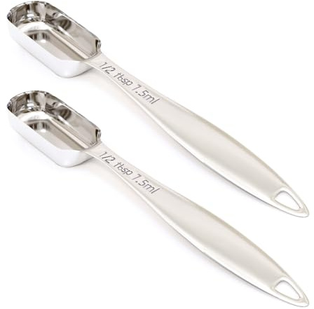 BERYLER 2PCS 1/2Tablespoon (1.5tsp, 7.5ml) Single Measuring Spoon, Individual Stainless Steel Long Handle Measure Teaspoon Only