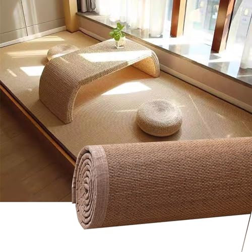 XILYZMO Tapis en Bambou, Tapis De Sol Traditionnel Japonais, Antidérapant Caoutchouc Résistant Bordure Tapis Cuisine, Fibre Naturelle Nattes Rampantes pour Chambre
