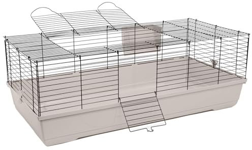 Kaninchen- und Meerschweinchenkäfig Nagerkäfig Cosmo 120 Schwarz-Hellgrau