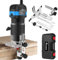 COLFULINE Compact Electric Palm Router for Woodworking - 6 Variable Speeds, Hand Router Wood Trimmer Routers Woodworking with Portable Case, 6.35mm Trimmer Base & 3m Power Cord